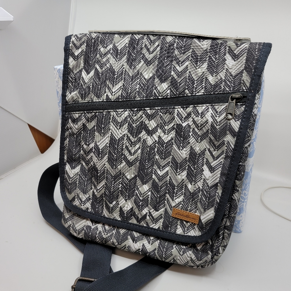 Eddie Bauer Tech Travel Bag crossbody iPad NWT black & gray